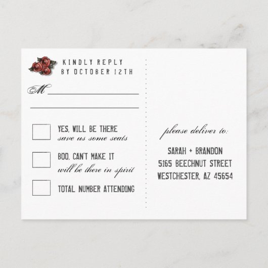 Schwarz/Gray Matching Halloween UAWG PostCard Einladungspostkarte (Rückseite)