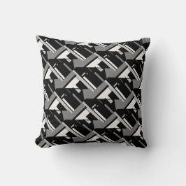 Schwarz Gray Off-white Diagonal Large Art Tiles Kissen