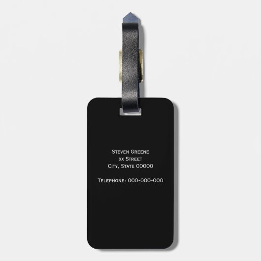 Schwarz-Griechischer Schlüsselrahmen, erstes Monog Gepäckanhänger (Rückseite vertikal)