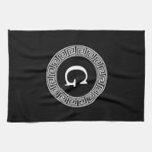 Schwarz-Griechischer Schlüsselrahmen, erstes Monog Geschirrtuch (Horizontal)