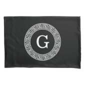 Schwarz-Griechischer Schlüsselrahmen, erstes Monog Kissenbezug (Vorderseite)