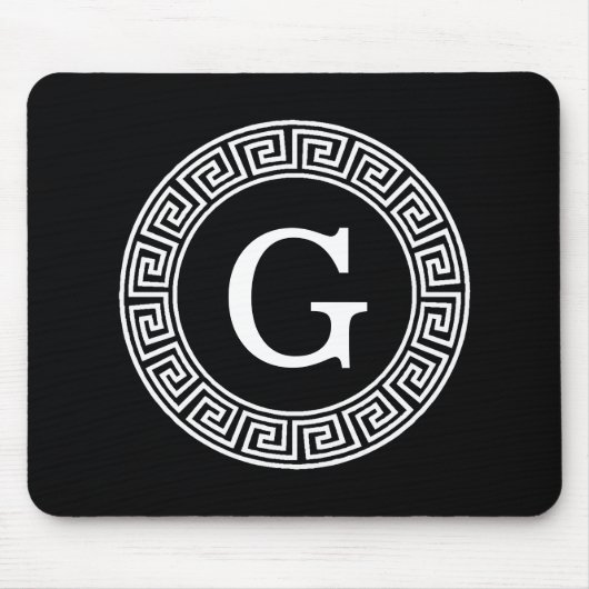 Schwarz-Griechischer Schlüsselrahmen, erstes Monog Mousepad (Vorne)