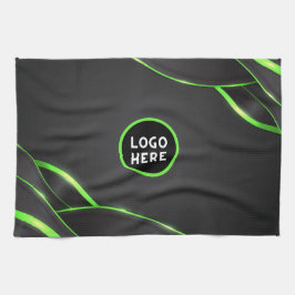 Schwarz-Grün-Abstrakte Fluid-Design | Logo hinzufü Geschirrtuch