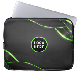 Schwarz-Grün-Abstrakte Fluid-Design | Logo hinzufü Laptopschutzhülle