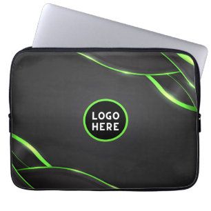 Schwarz-Grün-Abstrakte Fluid-Design Logo hinzufü Laptopschutzhülle