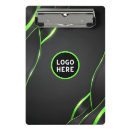 Schwarz-Grün-Abstrakte Fluid-Design | Logo hinzufü Mini Klemmbrett