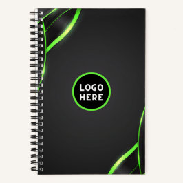 Schwarz-Grün-Abstrakte Fluid-Design | Logo hinzufü Notizblock