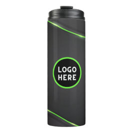 Schwarz-Grün-Abstrakte Fluid-Design | Logo hinzufü Thermosbecher