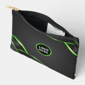Schwarz-Grün-Abstrakte Fluid-Design | Logo hinzufü Zubehörtasche (Offen)