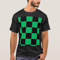Schwarz & Grün Anime-Stil Muster T-Shirt