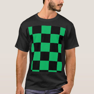 Schwarz & Grün Anime-Stil Muster T-Shirt