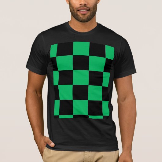 Schwarz & Grün Anime-Stil Muster T-Shirt (Vorderseite)