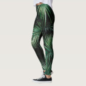 Schwarz-Grün-Aquarellpalm-Blätter Leggings (Links)