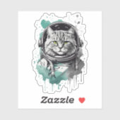 Schwarz-Grün-Astronaut-Katzendesign Aufkleber (Blatt)