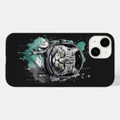 Schwarz-Grün-Astronaut-Katzendesign Case-Mate iPhone Hülle (Rückseite (Horizontal))