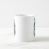 Schwarz-Grün-Astronaut-Katzendesign Kaffeetasse (Mittel)