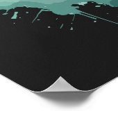 Schwarz-Grün-Astronaut-Katzendesign Poster (Ecke)