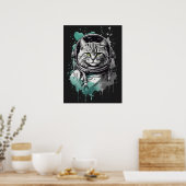 Schwarz-Grün-Astronaut-Katzendesign Poster (Küche)