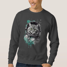 Schwarz-Grün-Astronaut-Katzendesign