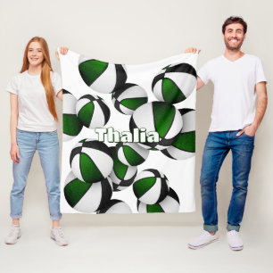 Schwarz-Grün-Basketball-Team Farben Sportdekoratio Fleecedecke