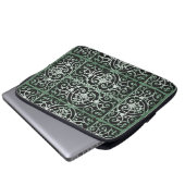 Schwarz-grün-Blättermuster Laptopschutzhülle (Vorne Knopf)