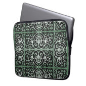 Schwarz-grün-Blättermuster Laptopschutzhülle (Vorderseite Links)
