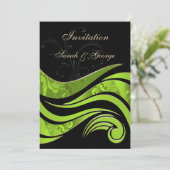 Schwarz-Grün-blüh-Einladung Einladung (Stehend Vorderseite)
