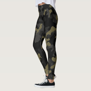Schwarz-Grün-Camouflage Urban Cargo Realistisch Leggings