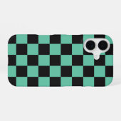 Schwarz-Grün-Checkerboard-Anime-Stil iPhone 16 Hülle (Rückseite (Horizontal))