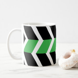 Schwarz Grün Chevron Streifen Kaffeetasse