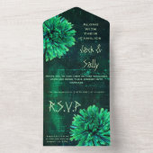 Schwarz-Grün-Chrysanthemum-Hochzeitseinladung All In One Einladung (Innen)