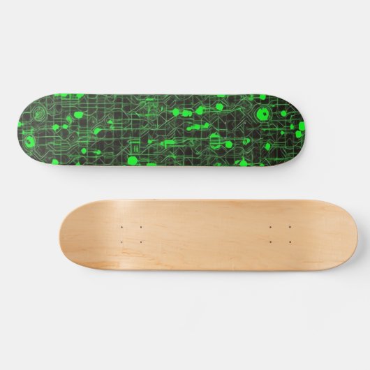 Schwarz-Grün-Computer-Code #5 Skateboard (Horizontal)
