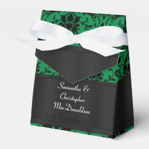 Schwarz-Grün-Damast-Hochzeit Geschenkschachtel