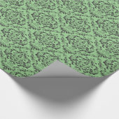 Schwarz-Grün-Damast-Muster Geschenkpapier (Ecke)
