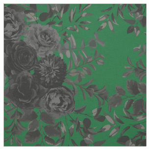 Schwarz-Grün-Dunkel-Gotik-Rose Floral Stoff