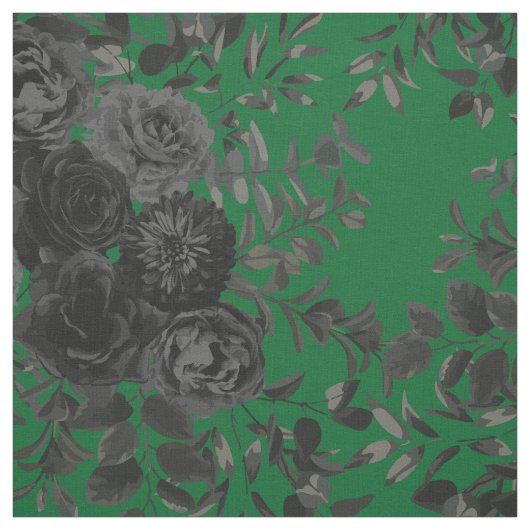 Schwarz-Grün-Dunkel-Gotik-Rose Floral Stoff (Muster)