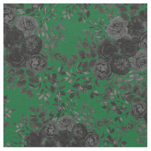Schwarz-Grün-Dunkelgotik-Rose Blütenkleine Drucksc Stoff