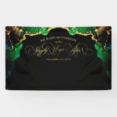 Schwarz-Grün-Elegant-Script-Hochzeitskulisse Banner (Horizontal)