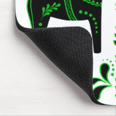 Schwarz/grün Folk Dala Pferd/Folk Friesian Mousepad (Ecke)
