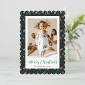 Schwarz-Grün-Foto Weihnachtskarte Feiertagskarte (Stehend Vorderseite)