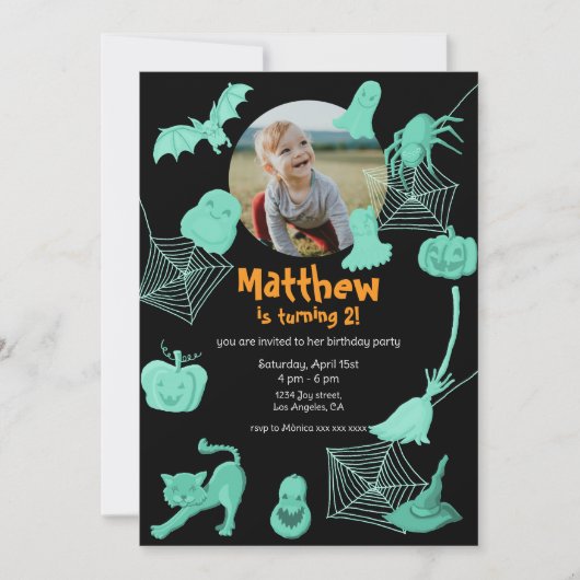 Schwarz-Grün-Geburtstagsfeier Einladung (Vorderseite)