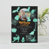 Schwarz-Grün-Geburtstagsfeier Einladung (Stehend Vorderseite)
