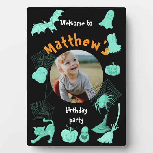 Schwarz-Grün-Geburtstagsgeschenk Fotoplatte (Vorderseite)