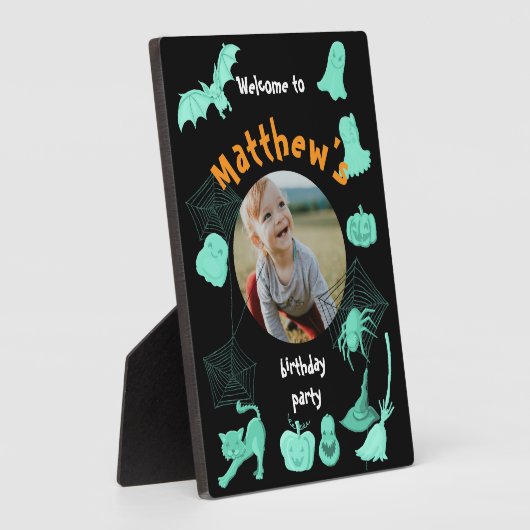 Schwarz-Grün-Geburtstagsgeschenk Fotoplatte (Seite)