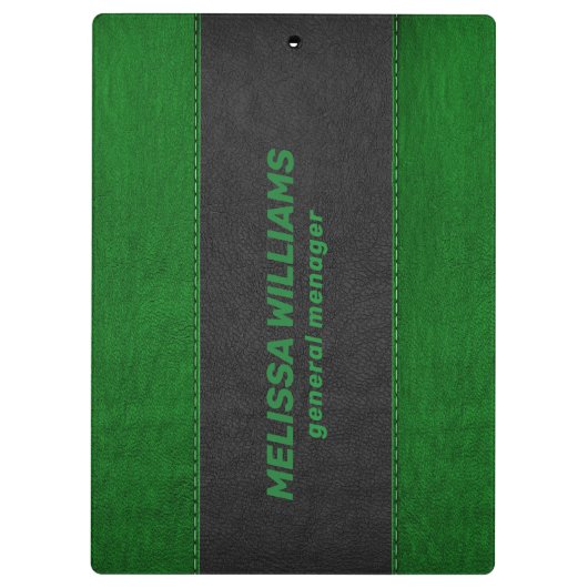 Schwarz-Grün gestepptes Imitat Klemmbrett (Rückseite)