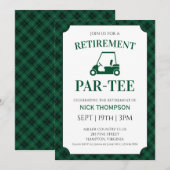 Schwarz Grün Gingham Golf Ruhestandsfeier Einladung (Vorne/Hinten)