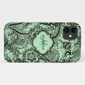 Schwarz-Grün-Girly-Abstrakte Blüte 2 Case-Mate iPhone Hülle (Rückseite (Horizontal))