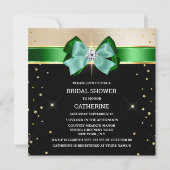 Schwarz-Grün-Goldschimmer-Glitzer Einladung (Vorderseite)