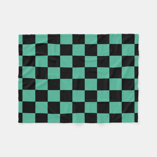 Schwarz-Grün-karierte Fleecedecke (Vorderseite (Horizontal))