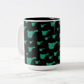 Schwarz-Grün-Kitts-Muster Zweifarbige Tasse (Vorderseite Links)